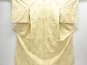 未使用品　花模様織り出し手織り紬着物